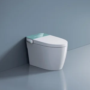 Green Smart Toilet with Remote Control, Heated Seat, and Night Light Function