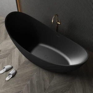 Oval DG801 Durable Artificial Stone Soaking Tub Non-Slip Bottom Easy Installation for Bathroom Remodels