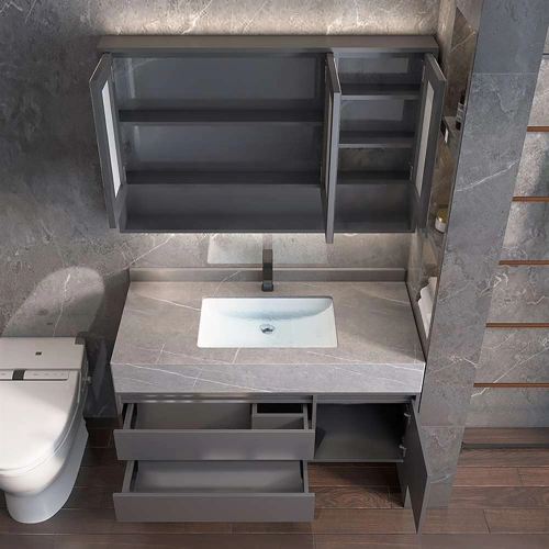 Ample Storage 2023B-90 Waterproof Plywood Floating Bathroom Vanity Mirror Cabinet for Small Apartment