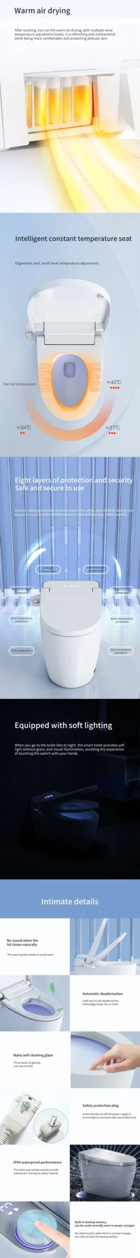 Detail 2 085 Compact Smart Toilet with Tankless Design and Touch Control Panel