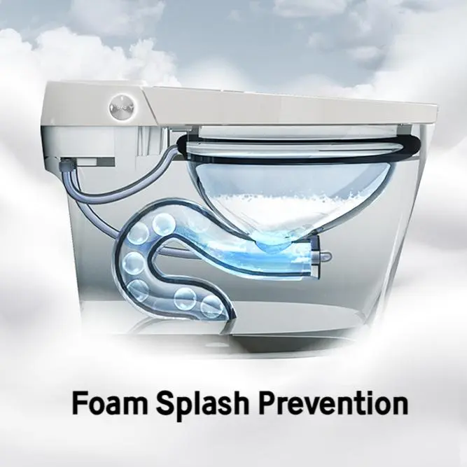 Foam Splash Prevention 029 Smart Bidet Toilet Automatic Flushing Heated Seat Tankless Design Suitable for Hotels Apartments Projects