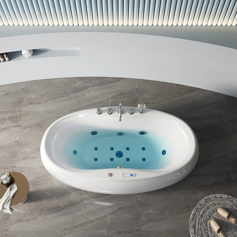 ON-1037 Luxury Whirlpool Bathtub Freestanding Massage Tub with Air and Water Jets for Relaxing Home Spa