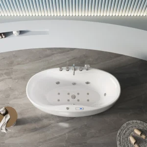 Bottom ON-1037 Luxury Whirlpool Bathtub Freestanding Massage Tub with Air and Water Jets for Relaxing Home Spa
