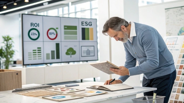 Developers discussing sustainable bathtub materials and ESG strategy in a modern project setting.