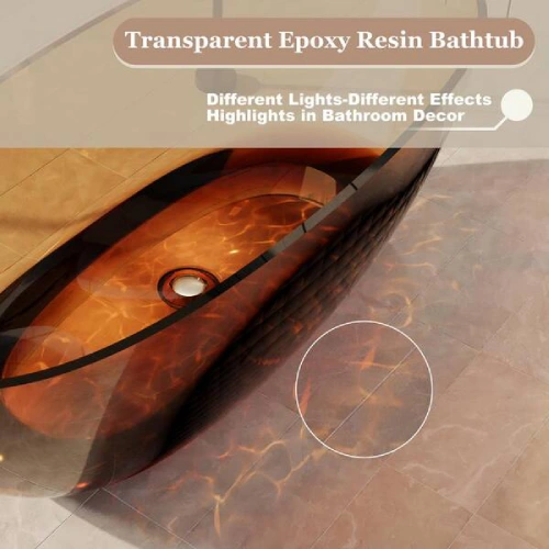 Bottom DG811 Modern Resin Bathroom Transparent Bathtub Indoor Spa