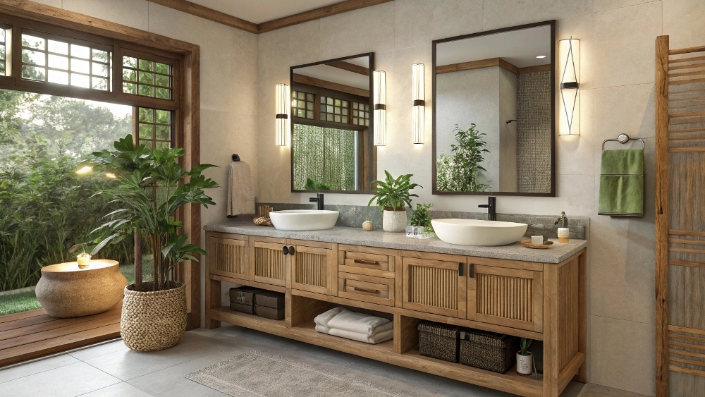 Sustainable material of bathroom vanity for hotel