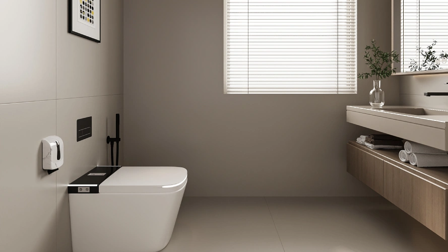 A financial chart overlaid on a picture of a modern bathroom, illustrating ROI.