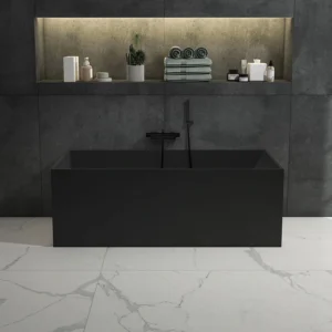Black DG815 Artificial Stone Soaking Tub Seamless One-Piece Design Durable and Easy to Maintain