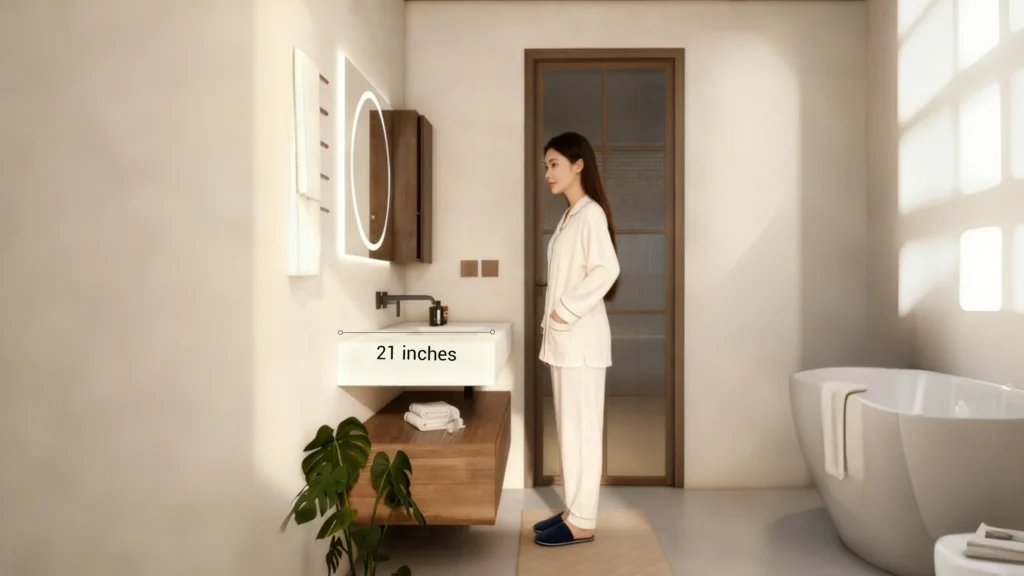 What bathroom vanity depth maximizes guest usability?