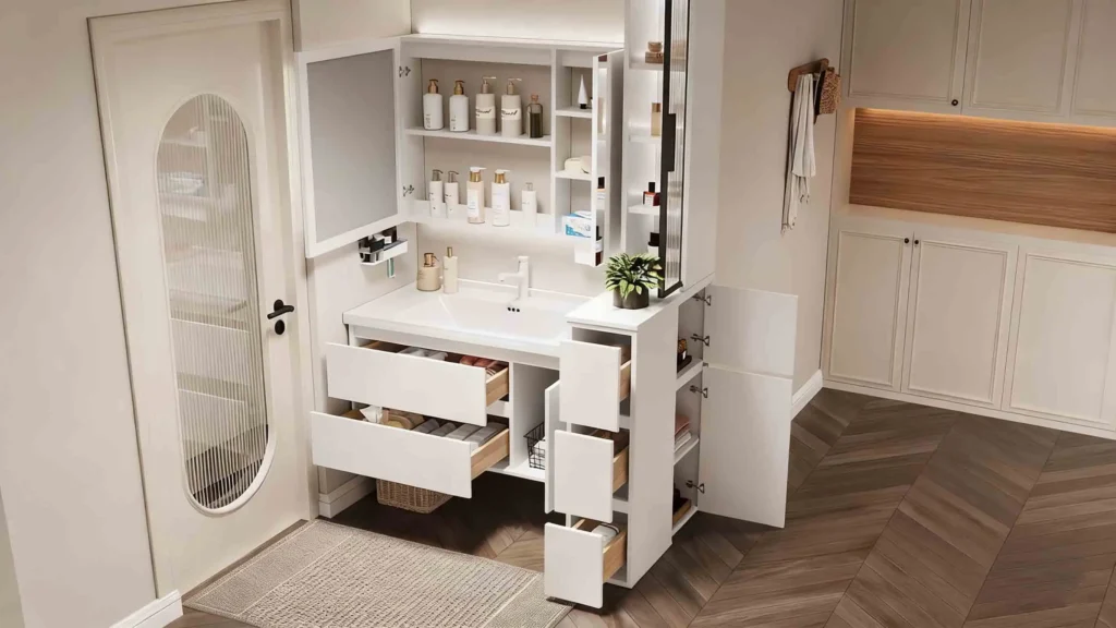 The optimal depth for a bathroom vanity not only provides a comfortable user experience but also offers ample storage space.