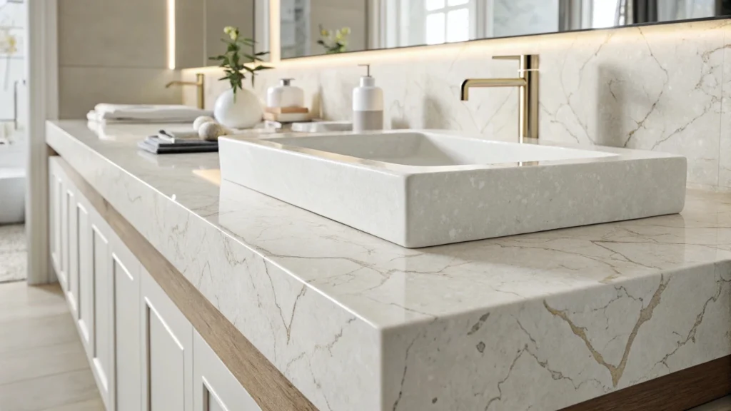 Why are quartz bathroom vanity countertops the top choice for high-traffic areas?