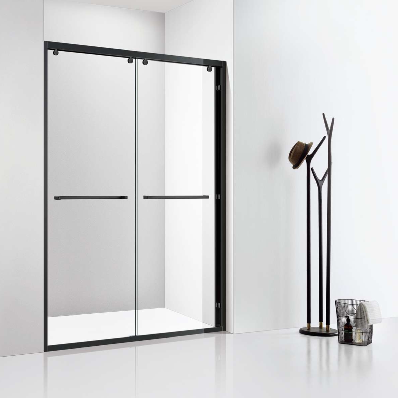 Luxury Sliding Glass Shower Door – Matte Black Finish, Smooth Rollers Luxury Sliding Glass Shower Door – Matte Black Finish, Smooth Rollers