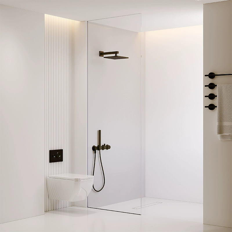 F-003 Minimalist Frameless Walk-in Shower Screen – Ultra-clear Tempered Glass Fixed Shower Screen F-003 Minimalist Frameless Walk-in Shower Screen – Ultra-clear Tempered Glass Fixed Shower Screen