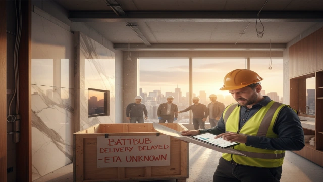 Luxury hotel project showing delayed bathtub delivery, highlighting risks to ROI in high-end construction.