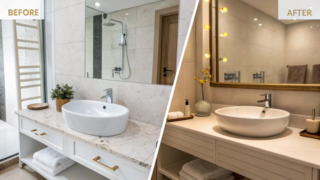 Porcelain bathroom sink enhancing ROI and guest satisfaction with superior durability, low maintenance, and pristine appearance in hotels and resorts.