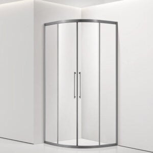 Neo-Angle Corner Double-Door Shower Enclosure — Clear Tempered Glass, Minimal Silver Frame