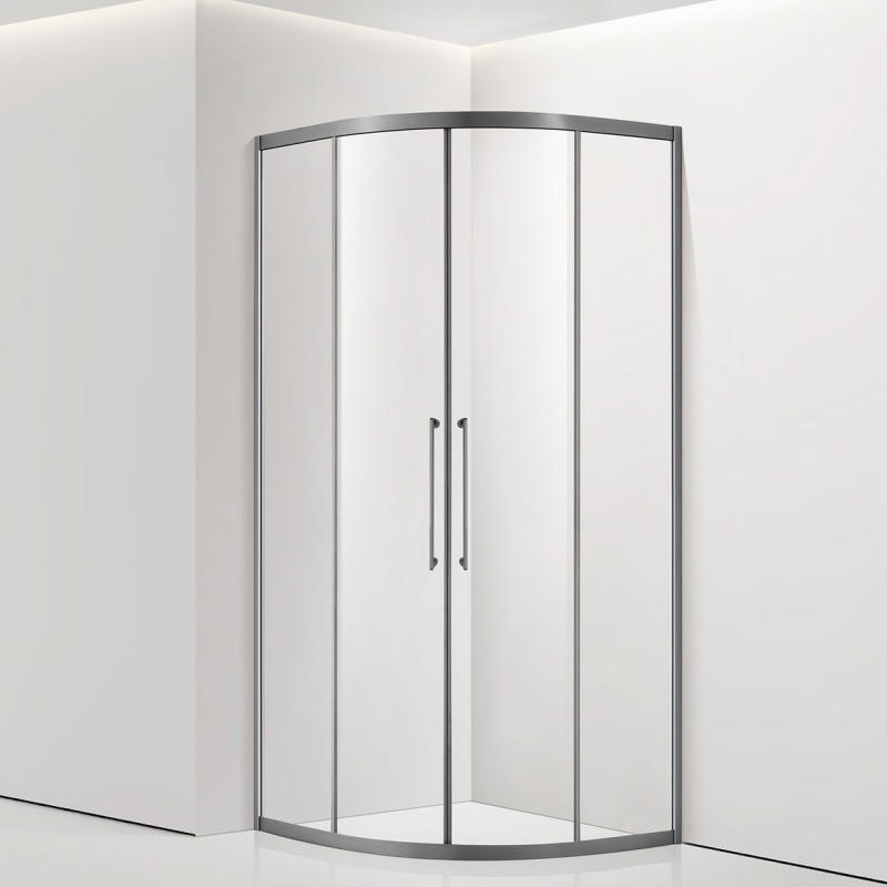 Neo-Angle Corner Double-Door Shower Enclosure — Clear Tempered Glass, Minimal Silver Frame