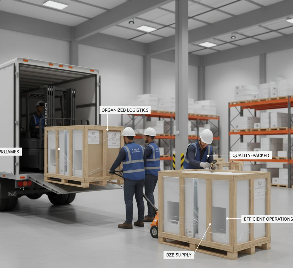 Commercial hotel bathroom vanity delivery from a specialized supplier, highlighting on-time arrival, consistent quality, and long-term project support for renovations.Select 78 more words to run Humanizer.