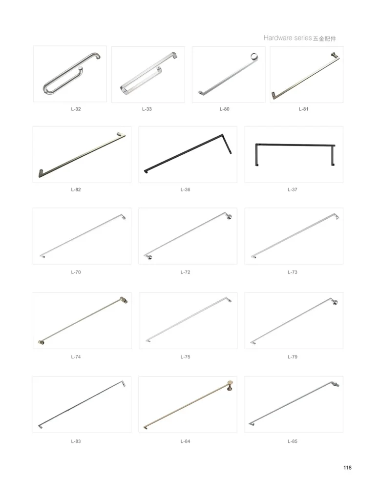 We can customize shower door handles in various styles.