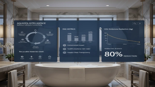Infographic showing sustainable maintenance and lifecycle management for high-end bathtubs
