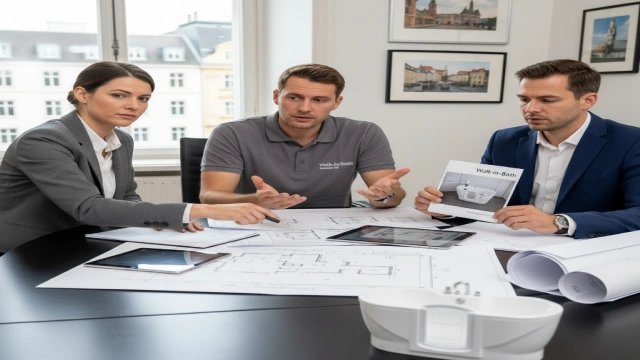 B2B hotel project team evaluating bathtub accessibility, highlighting developer, manufacturer, and hotel manager challenges.