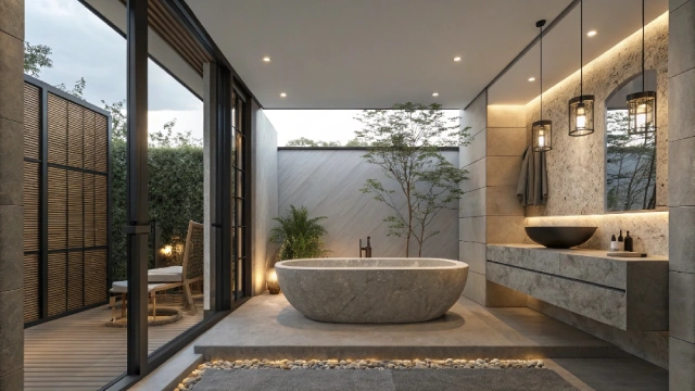Modern luxury bathroom with a freestanding bathtub representing precision and control in high-end projects.