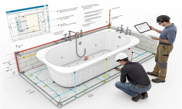 Digital BIM integration for bathtub installation reducing coordination errors