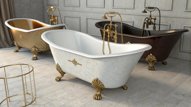 Comparison of three bespoke luxury bathtubs highlighting design complexity and installation challenges