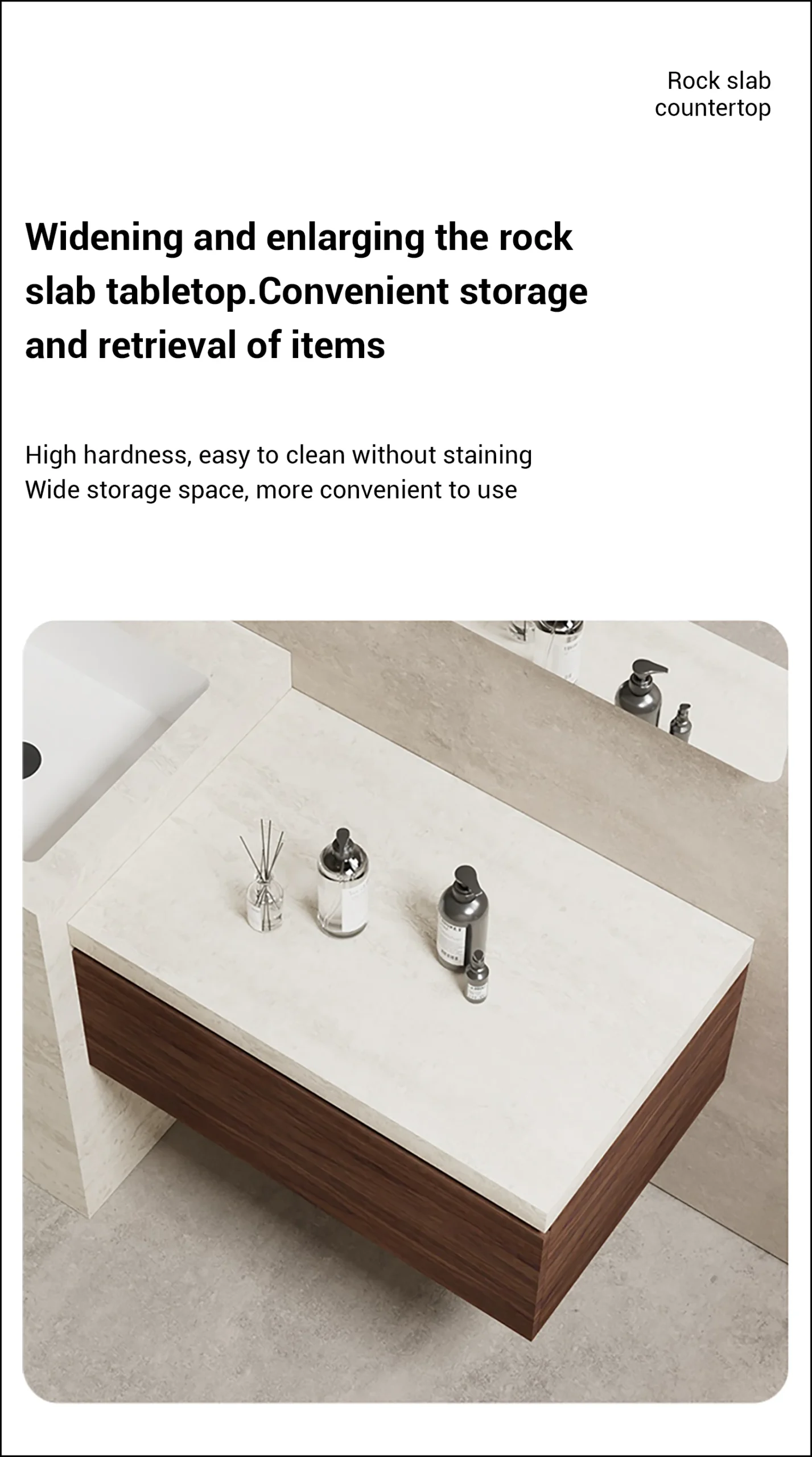 Widening Tabletop WD224-120 Customized Modern Light Luxury Bathroom Cabinets with Seamless Integrated Rock Slabs and Column Basins