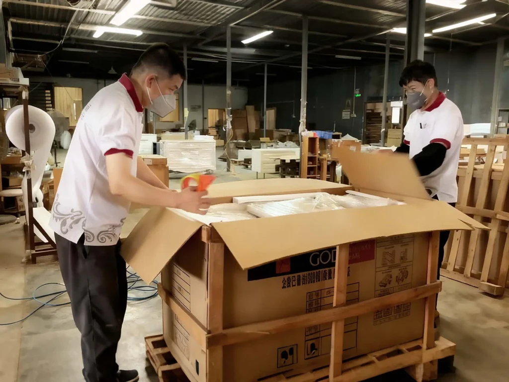 Bathroom vanity shipping cost comparison showing CPUV formula—total freight cost ÷ number of units—and savings from optimized flat-pack packaging.