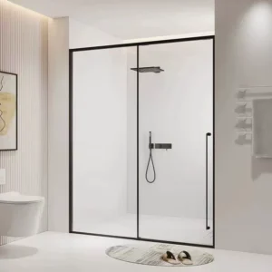 Minimalist 2-Panel Sliding Glass Shower Door — Clear Tempered Glass with Slim Aluminum Frame & Top Track