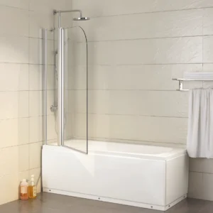 JF611 Semi-Frameless Folding Bath Shower Screen – Tempered Glass Pivot ...