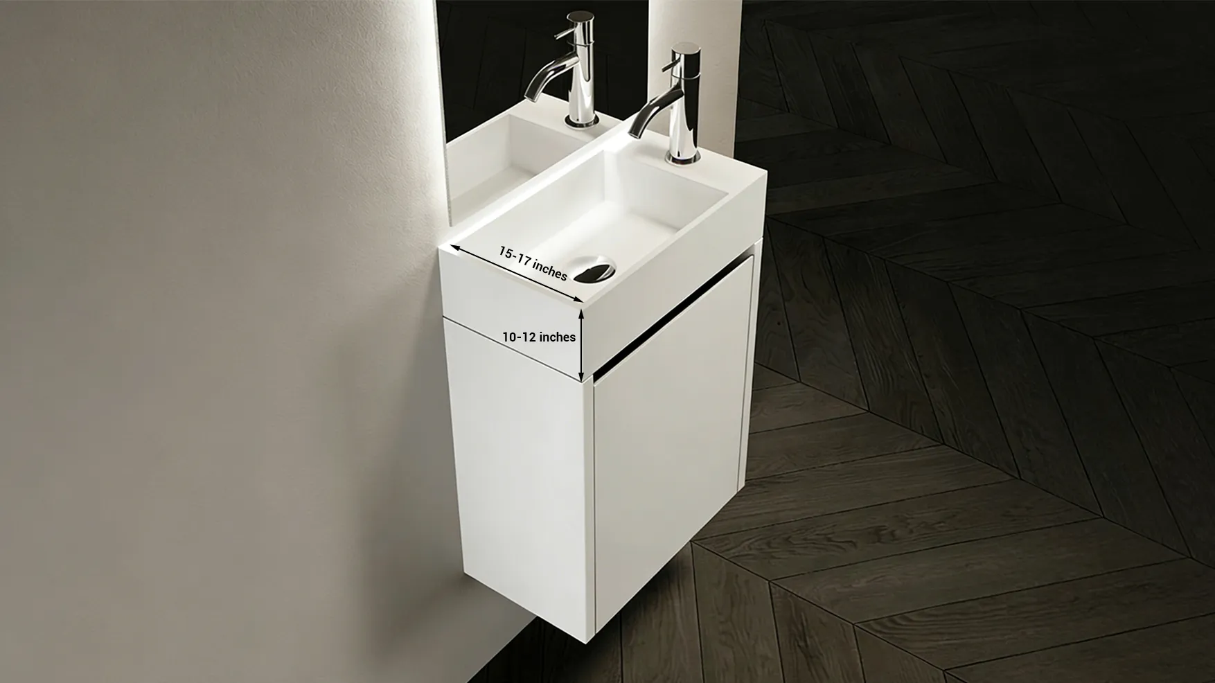 Compact undermount bathroom sink 15–17 inches wide and 10–12 inches deep, ideal for saving space in small hotel bathrooms. Select 79 more words to run Humanizer.