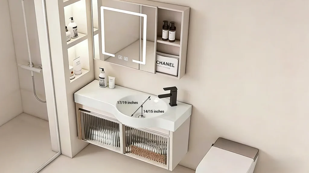 Oval undermount bathroom sinks sized 17x14 and 19x15 inches, combining elegance and functionality for traditional hotel bathroom designs. Select 82 more words to run Humanizer.