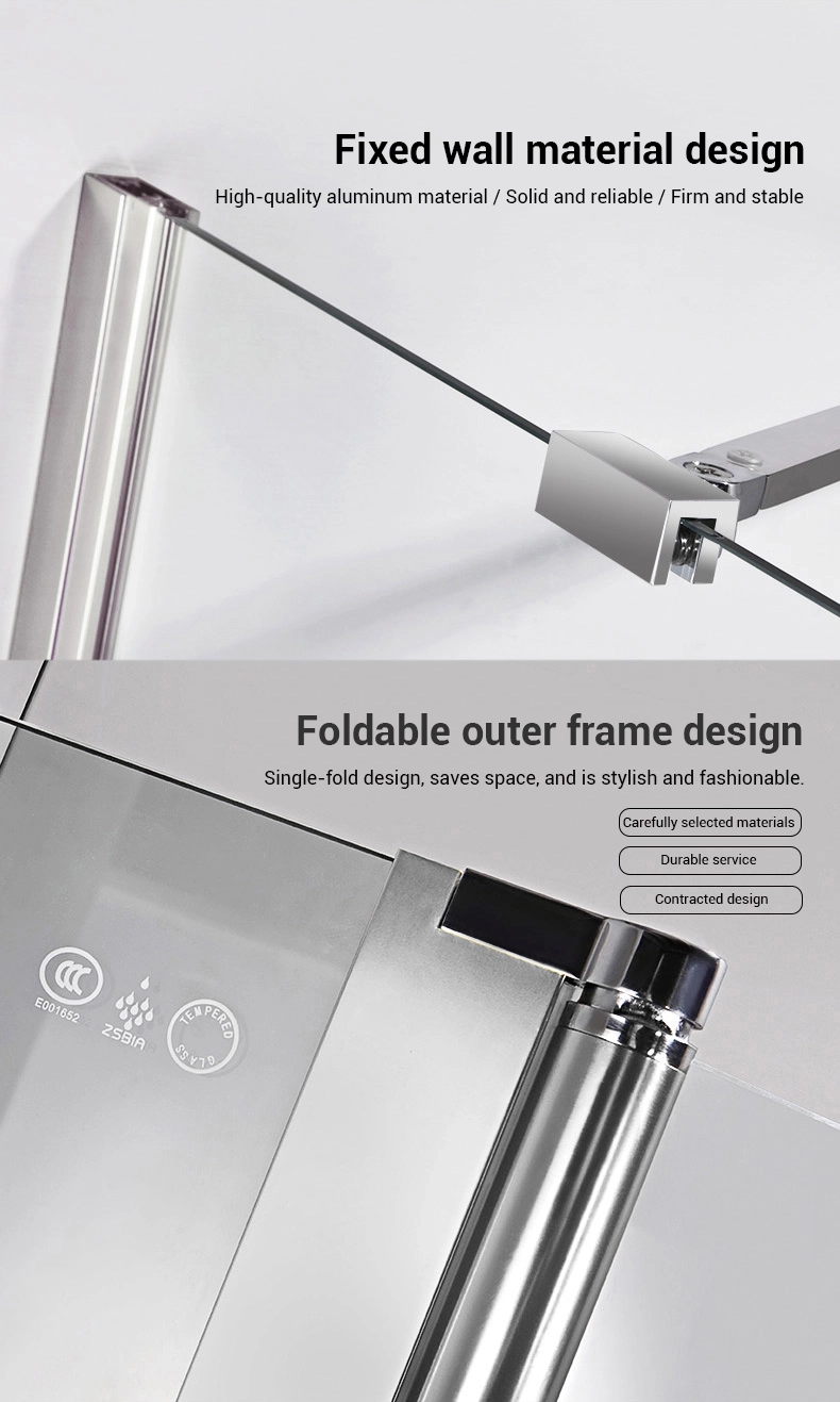 Customizable shower screen glass options including ultra-clear, frosted, and silk-printed finishes, paired with an ergonomic, corrosion-resistant adjustable 304 stainless steel pull bar