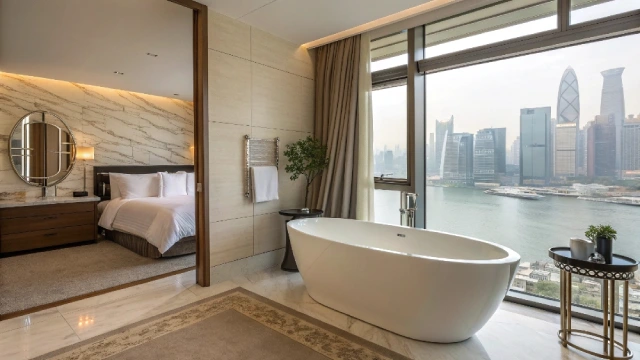 back-to-wall freestanding bathtub design for modern hotel bathrooms