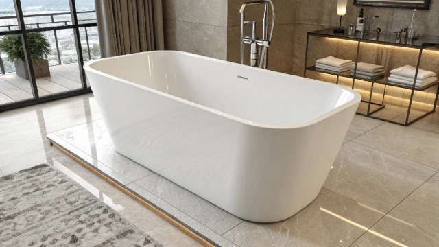 engineered solid surface bathtub design for hotels focusing on durability and easy maintenance
