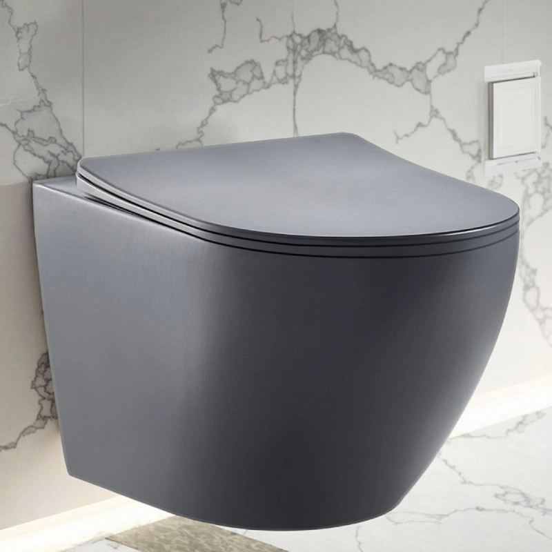 Matte Black Wall Mounted Toilet for Luxury Projects