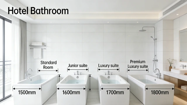 standard bathtub size comparison across different hotel room types