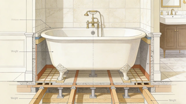 Structural load considerations when installing a cast iron bathtub in a hotel building