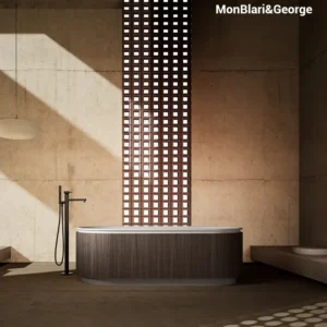 MW-0601 1700 MM Luxury Black Walnut Artificial Stone Bathroom Freestanding Bathtub Oval Design