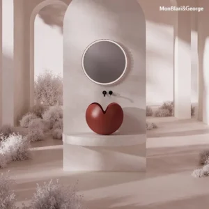 Designer Petal-Edge Vessel Sink H-A0812 — Compact Round Ceramic Basin for Vanity Tops