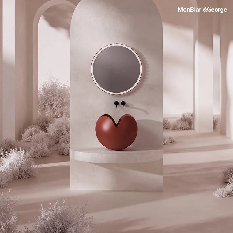 Designer Petal-Edge Vessel Sink H-A0812 — Compact Round Ceramic Basin for Vanity Tops