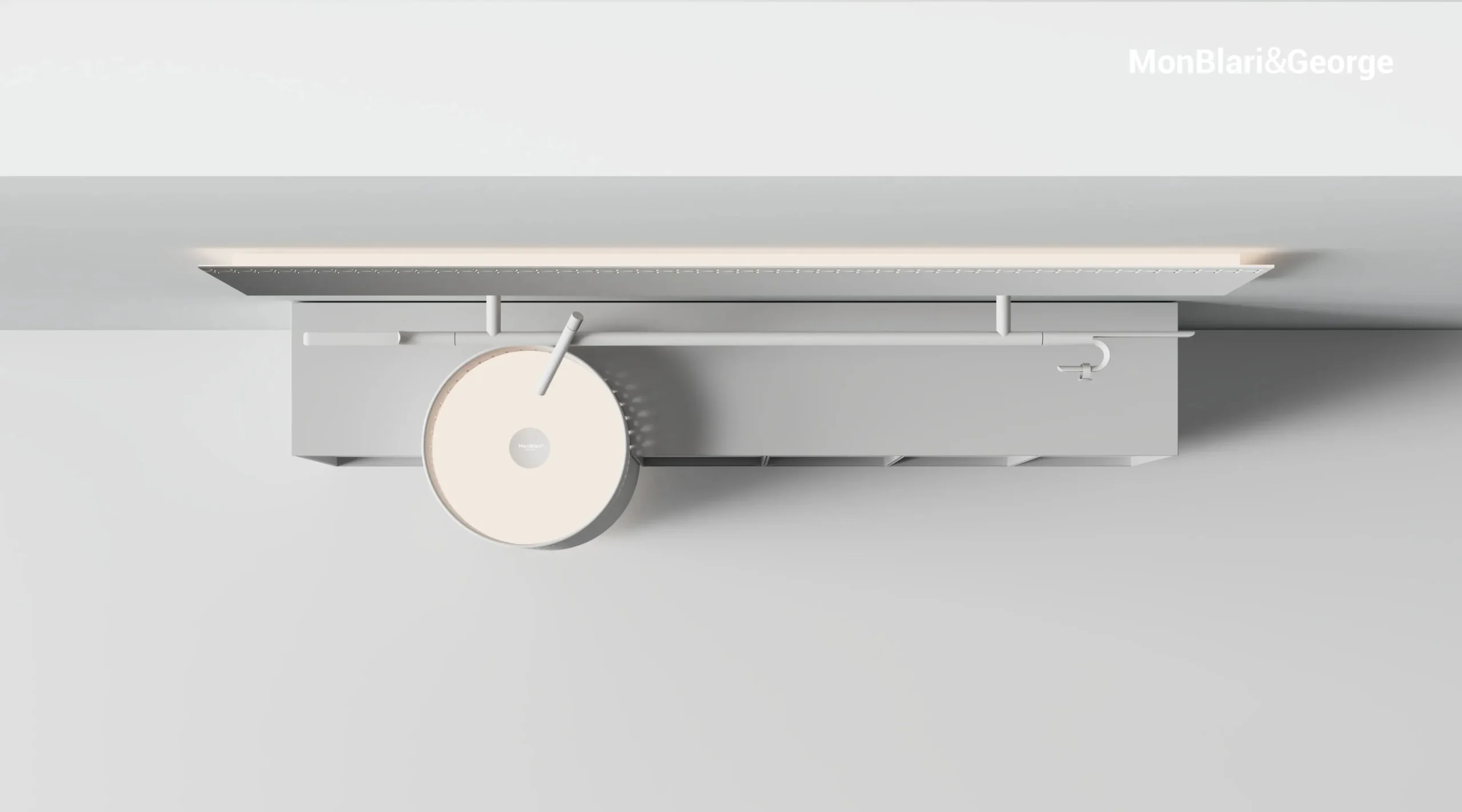 MonBlari LINGLONG Series L-V0838 Minimalist Bathroom Freestanding Cabinet Set with Artificial Stone Panel, Mirror, Pedestal Sink