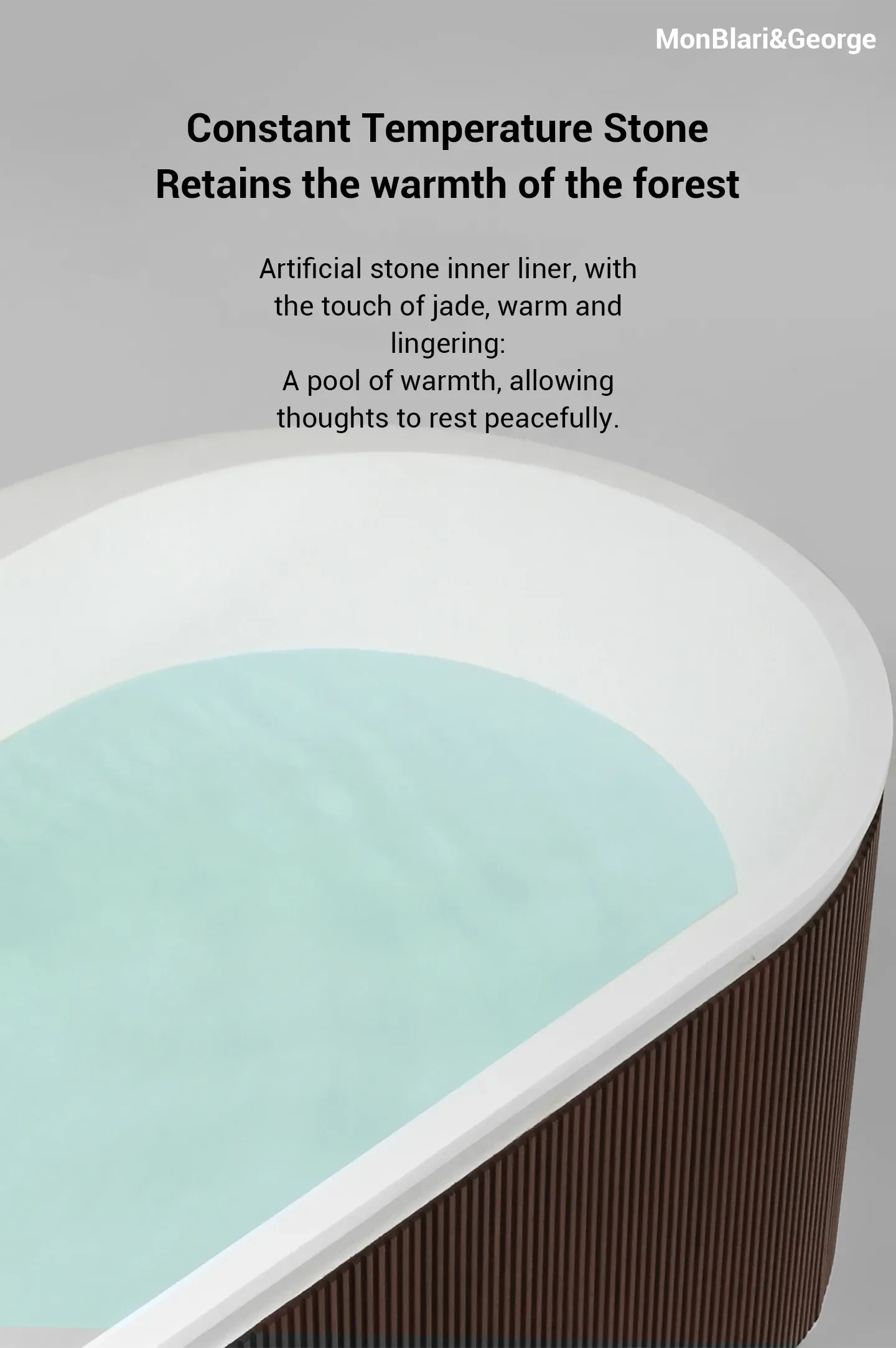 Temperature Contain MW-0601 1700 MM Luxury Black Walnut Artificial Stone Bathroom Freestanding Bathtub Oval Design