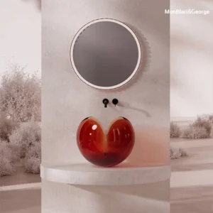 Flower Washbasin H-A0812T — Petal-Shaped Wine Amber Translucent Resin Basin, Integrated Molding, 2025 MUSE Design Silver