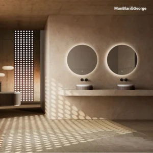 MonBlari FOREST Series MW-A0601 Round Bathroom Countertop Wash Basin Walnut Design