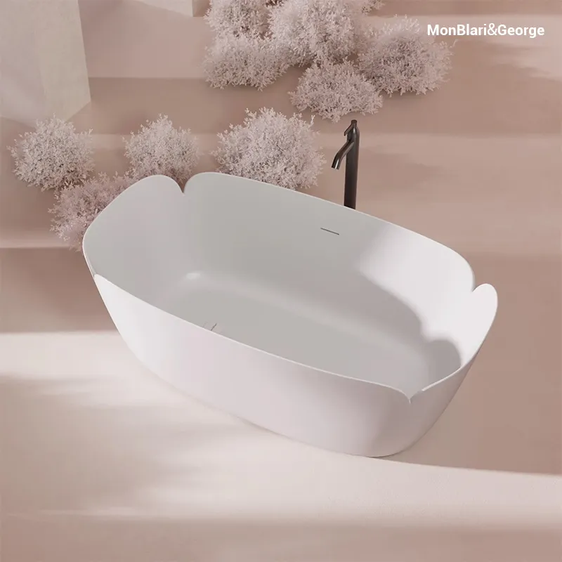 Flowing curves of the H-0811 tulip bathtub casting dynamic light and shadow.
