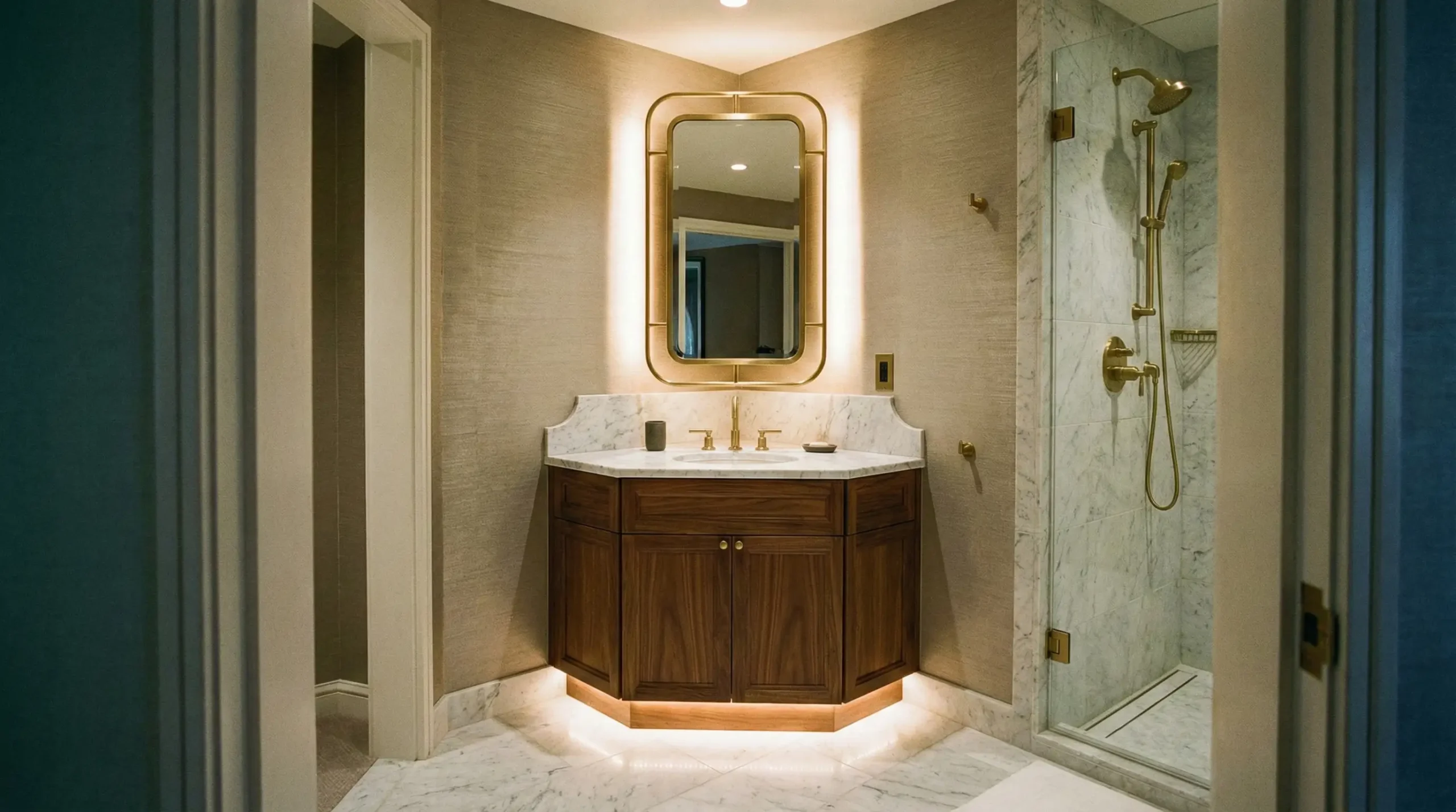 What are the best corner vanity designs for small bathrooms?