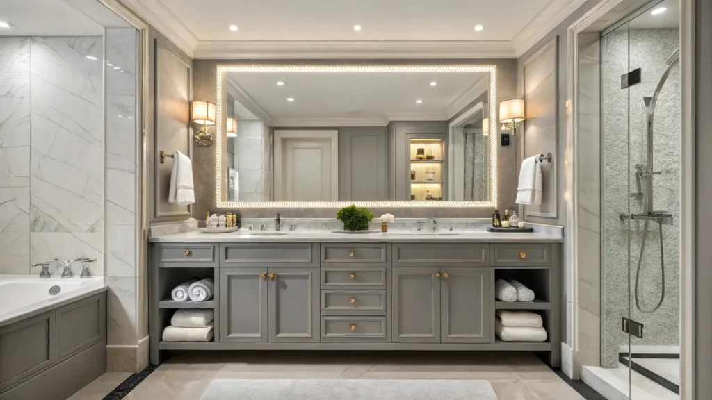 Would a gray vanity bathroom design enhance guest satisfaction?